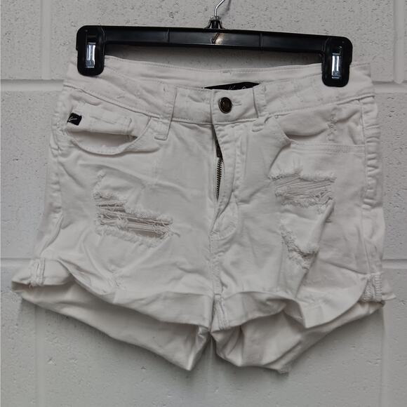 Kancan women's 26 white cutoff denim Jean distressed shorts‎ - Picture 1 of 7